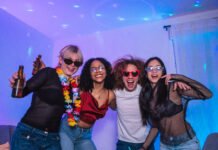 Budget Airbnbs for Bachelor and Bachelorette Groups in Las Vegas (2025 Guide) Friends celebrating with drinks and laughter in vegas.