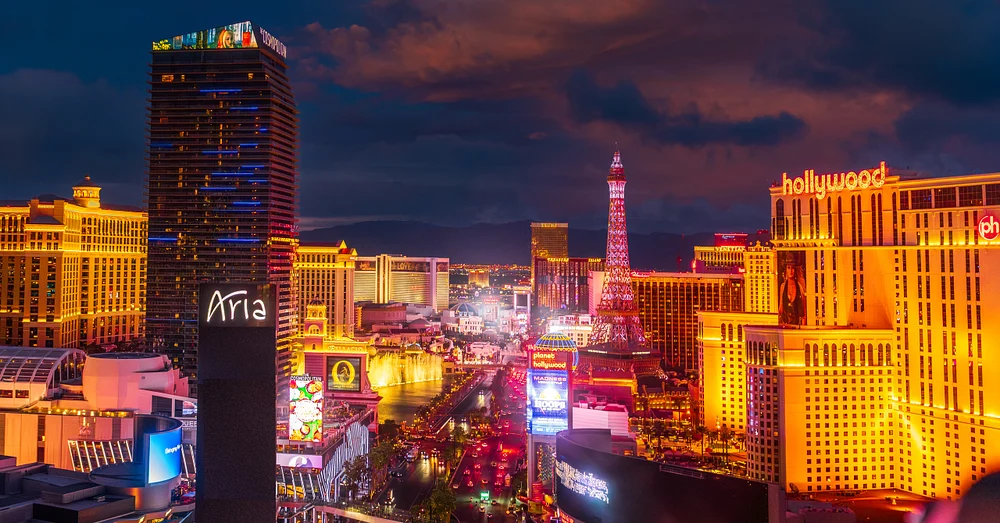 Las Vegas Strip at night with neon lights